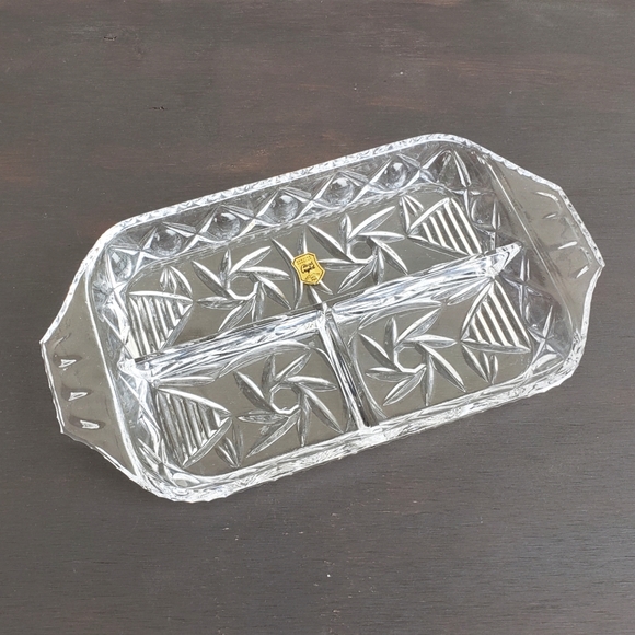 Vintage NWT Poland Hand Cut Crystal Trinket Dish
